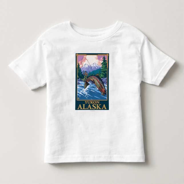 Fliegen-Fischen-Szene - Yukon, Alaska Kleinkind T-shirt (Vorderseite)