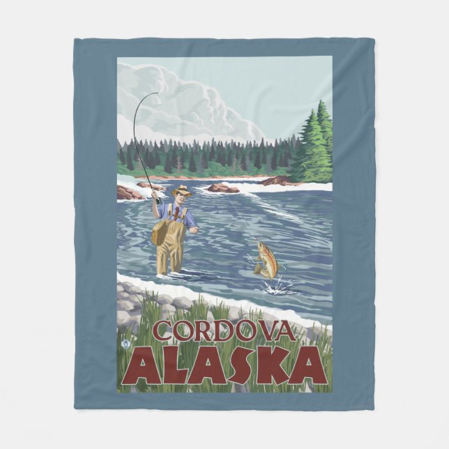 Fliegen-Fischer - Cordova, Alaska Fleecedecke (Vorderseite)
