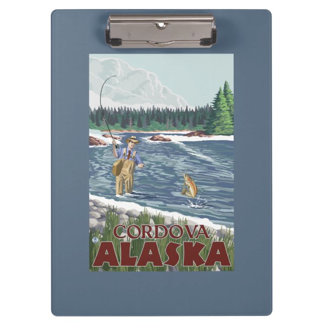 Fliegen-Fischer - Cordova, Alaska Klemmbrett (Vorderseite)