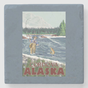 Fliegen-Fischer - Cordova, Alaska Steinuntersetzer