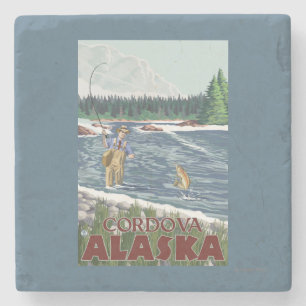 Fliegen-Fischer - Cordova, Alaska Steinuntersetzer