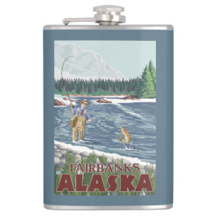 Fliegen-Fischer - Fairbanks, Alaska Flachmann