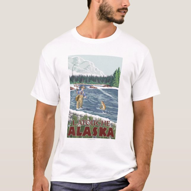 Fliegen-Fischer - Latouche, Alaska T-Shirt (Vorderseite)