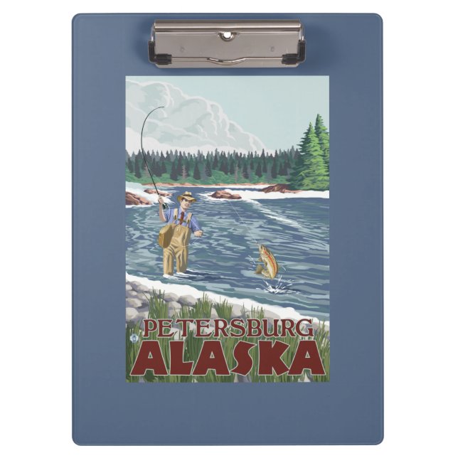 Fliegen-Fischer - Petersburg, Alaska Klemmbrett (Vorderseite)