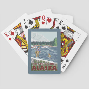 Fliegen-Fischer - Petersburg, Alaska Spielkarten