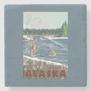 Fliegen-Fischer - Petersburg, Alaska Steinuntersetzer