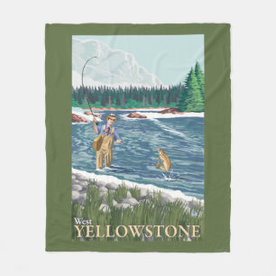 Fliegen-Fischer - WestYellowstone, Montana Fleecedecke