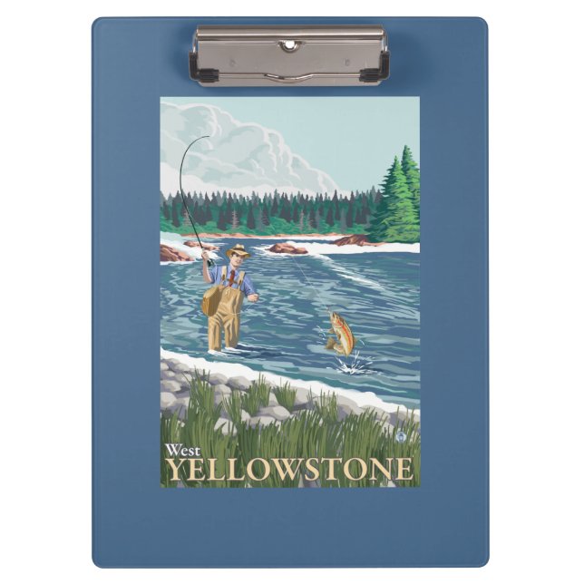 Fliegen-Fischer - WestYellowstone, Montana Klemmbrett (Vorderseite)