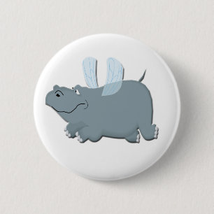 Fliegen-Flusspferd Button