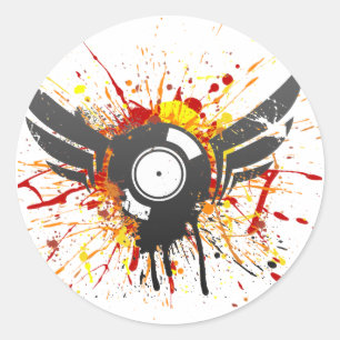 Fliegen-Graffiti-Aufzeichnung - Musik Runder Aufkleber
