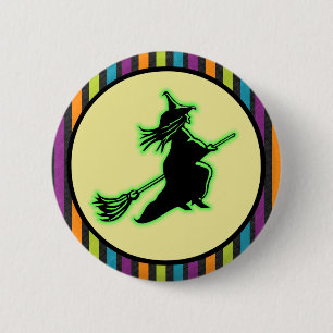 Fliegen-Halloween-Hexe Button
