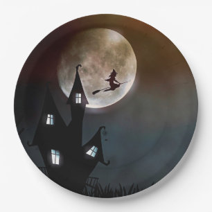 Fliegen-Hexe-glücklicher Halloween-Pappteller Pappteller
