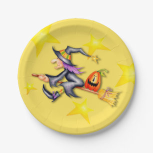 Fliegen-Hexe Pappteller