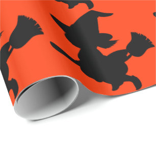 Fliegen-Hexe-Silhouette Geschenkpapier