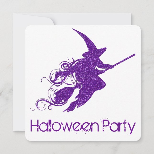 Fliegen-Hexe-Silhouette-Halloween-Party laden 2 Einladung (Vorderseite)