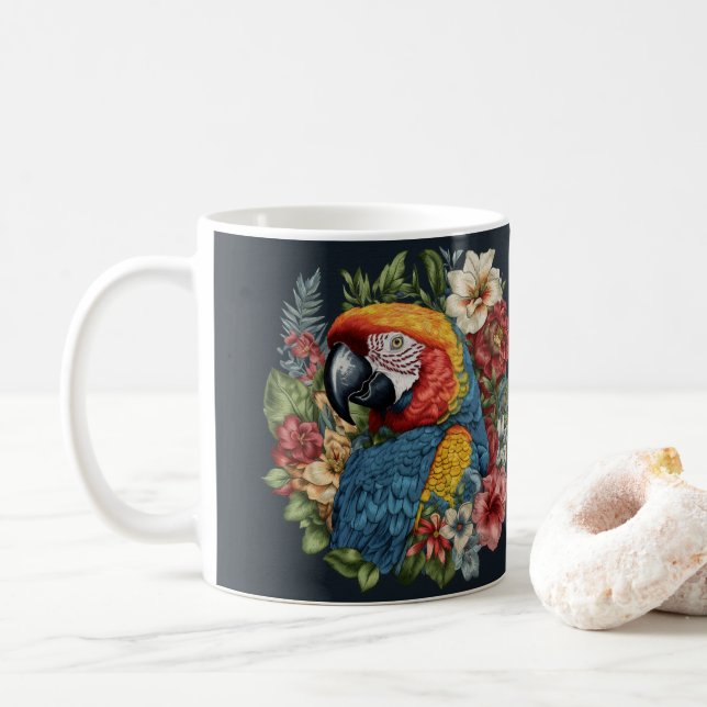 Fliegen in die Lebhaftigkeit mit Papagei-Tasse Kaffeetasse (Mit Donut)