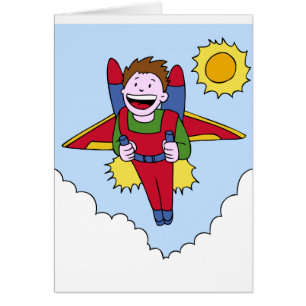 Fliegen-Jet-Satz-Mann-Cartoon