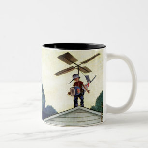 Fliegen lernen zweifarbige tasse