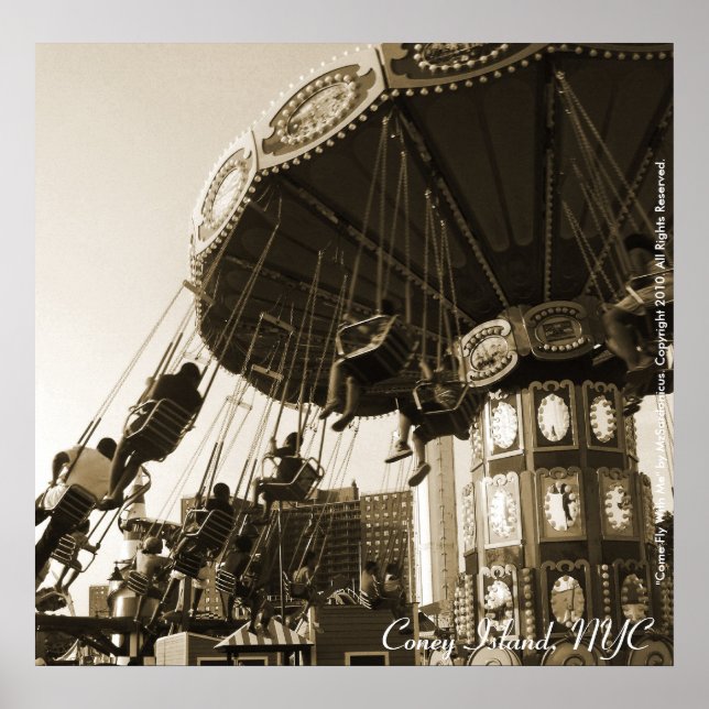 "Fliegen mit mir" Coney Island, NYC Poster (Vorne)