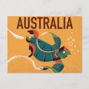 Fliegen nach Australien Vintage Reiseplakat Postkarte