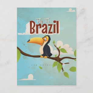 Fliegen nach Brasilien Vintages Ferienplakat Postkarte