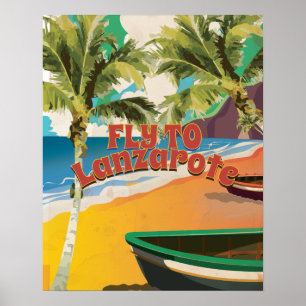 Fliegen nach Lanzarote Vintage Poster
