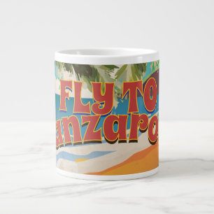 Fliegen nach Lanzarote Vintage Poster Jumbo-Tasse