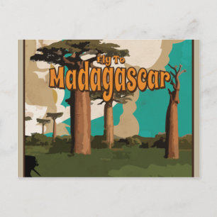 Fliegen nach Madagaskar Vintages Urlaubspenster Postkarte