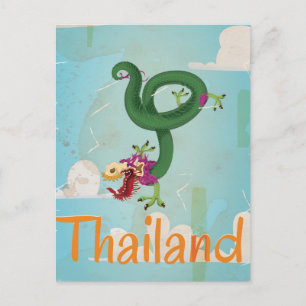 Fliegen nach Thailand Vintage Travel Poster Postkarte