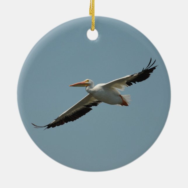 Fliegen-Pelikan 8 Keramik Ornament (Hinten)