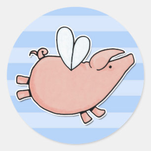 Fliegen piggy runder aufkleber