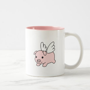 Fliegen-Schwein - Ferkel mit Flügeln Zweifarbige Tasse