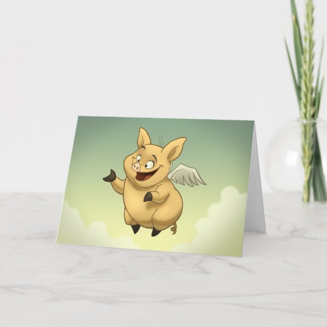 Fliegen-Schwein-Karte Karte (Vorderseite)