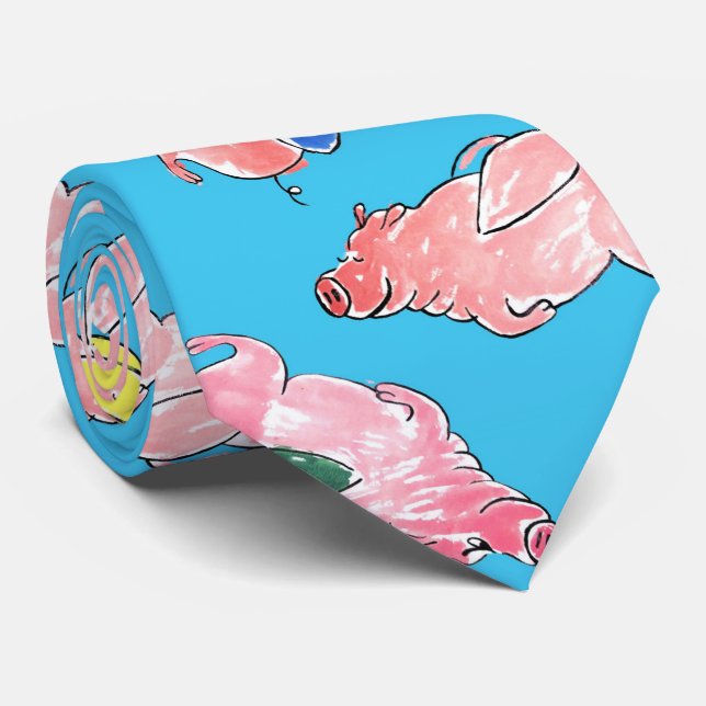 Fliegen-Schwein-Krawatte Krawatte (Gerollt)