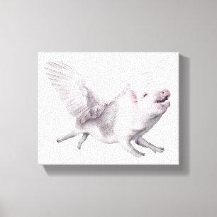 Fliegen-Schwein-Kunst-Leinwand-wirkliche Flügel, Leinwanddruck