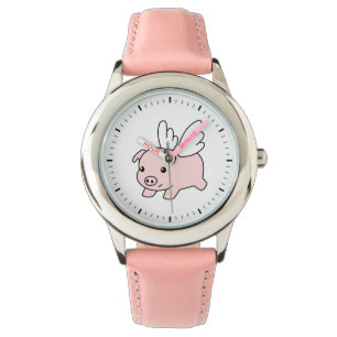 Fliegen-Schwein - niedliches Ferkel mit Flügeln Armbanduhr