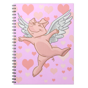 Fliegen-Schwein und rosa Herz-Notizblock Notizblock
