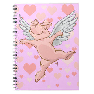 Fliegen-Schwein und rosa Herz-Notizblock Notizblock