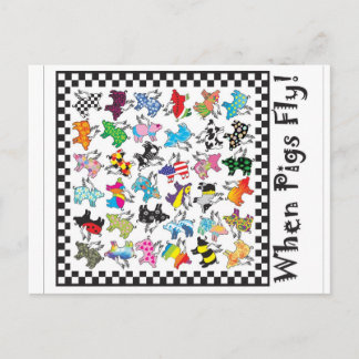 Fliegen Schweine Postkarte