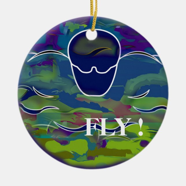Fliegen-Schwimmen-Verzierung Keramik Ornament (Vorne)
