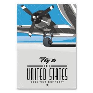 Fliegen Sie in das United Staaten Travel Poster Tischnummer