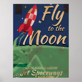 Fliegen Sie mich zum Moon Vintage Travel Poster