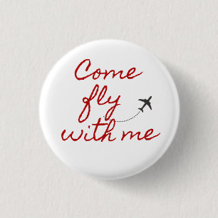 Fliegen Sie mit mir auf rot/weiß minimalistisch Button