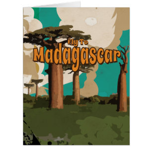 Fliegen Sie nach Madagaskar Vintage-Urlaubsposter