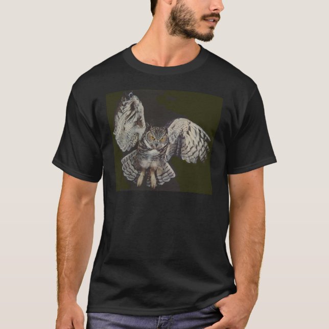 Fliegen-Tiger-Eule T-Shirt (Vorderseite)