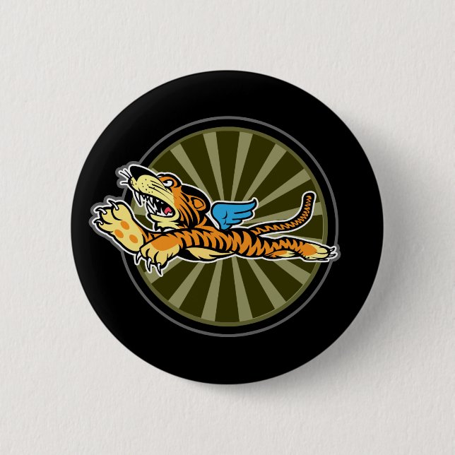 Fliegen-Tiger-Knopf Button (Vorderseite)