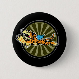 Fliegen-Tiger-Knopf Button