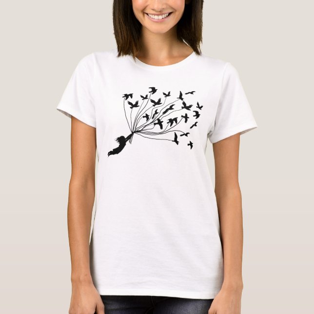 Fliegen-Vögel auf Schnur-Shirt T-Shirt (Vorderseite)