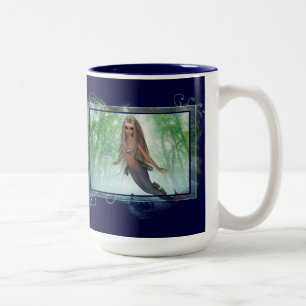 Fliegen von Meerjungfrau aus Wasserdesign ~ Fantas Zweifarbige Tasse