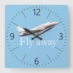 Fliegen weg quadratische wanduhr